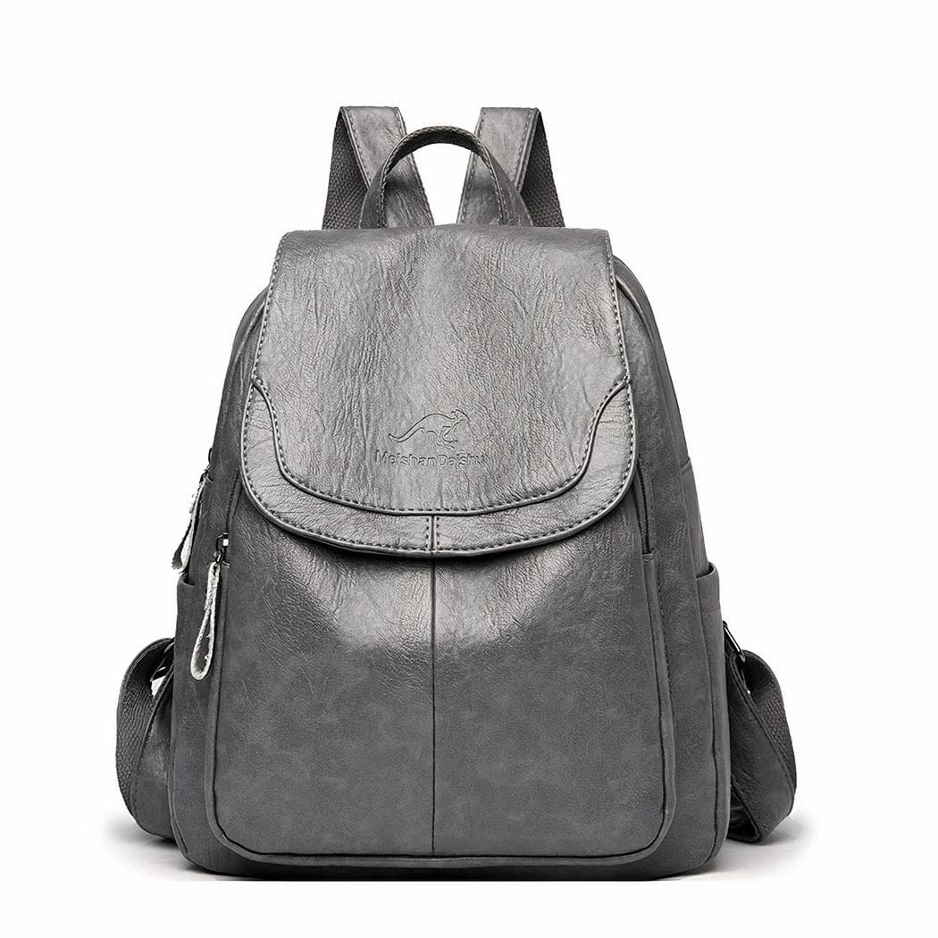 Sac à dos femme élégant en cuir végan - gris