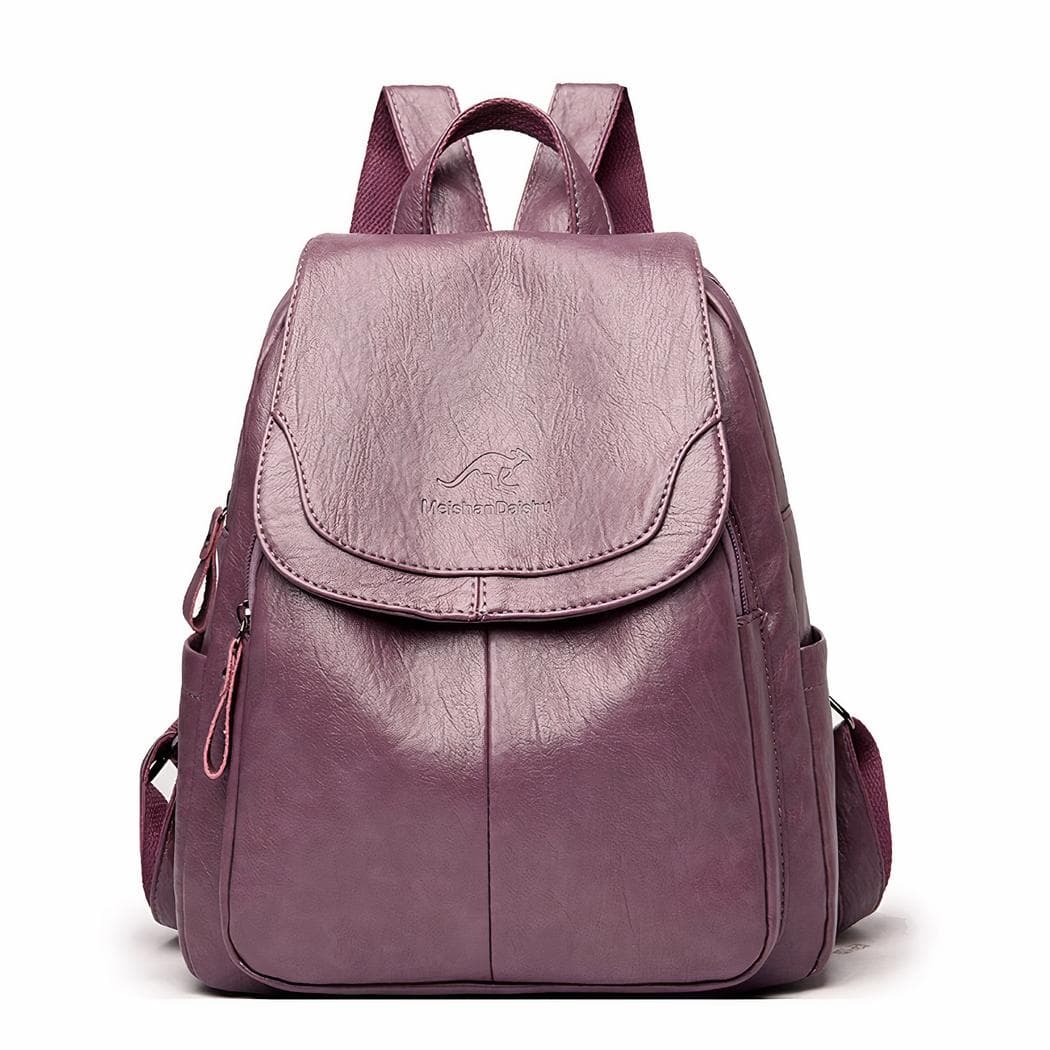 Sac à dos femme élégant en cuir végan - violet