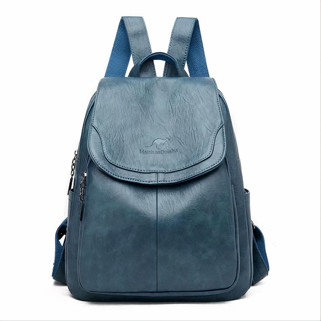 Sac à dos femme élégant en cuir végan - bleu