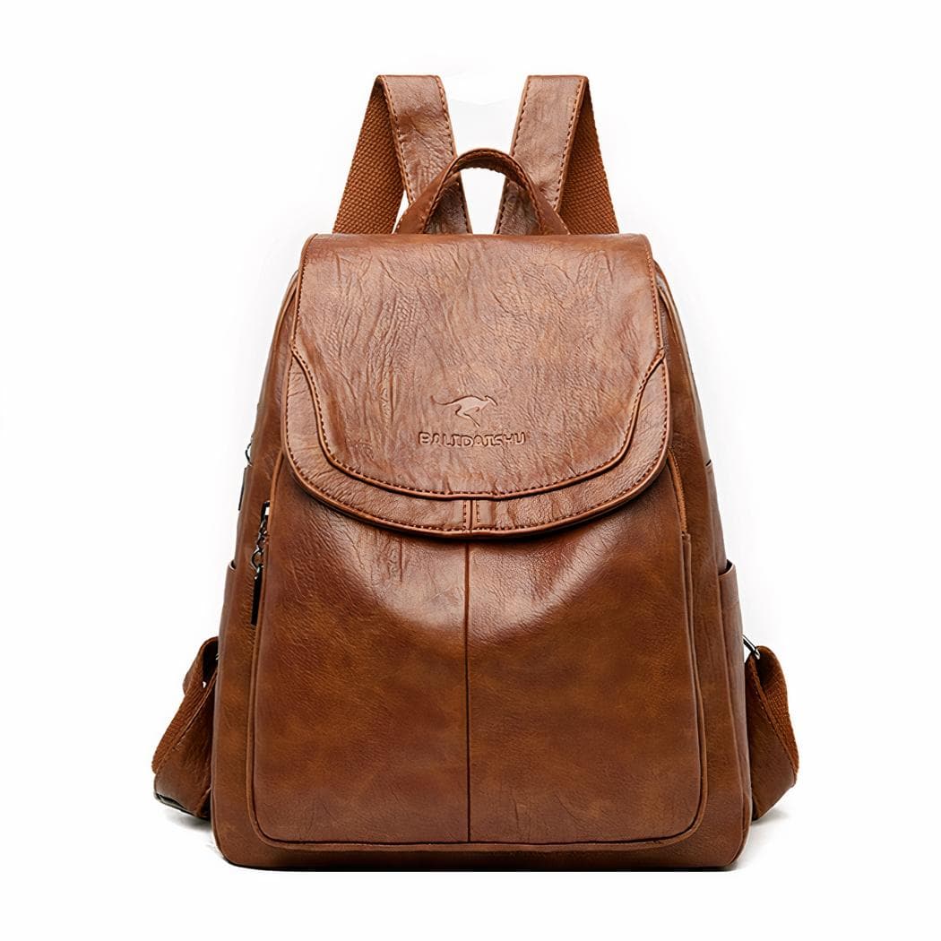 Sac à dos femme élégant en cuir végan - marron