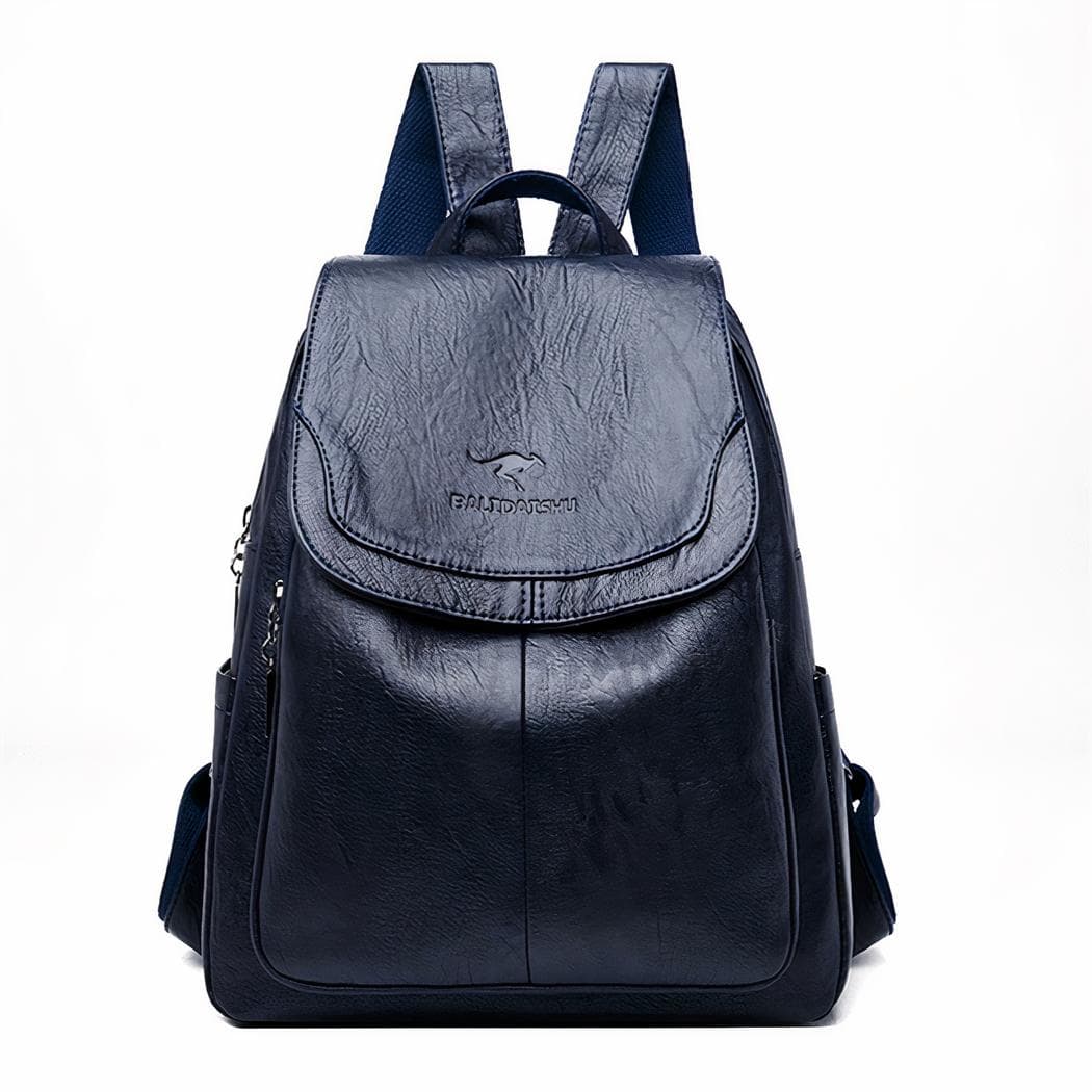Sac à dos femme élégant en cuir végan - bleu-fonce