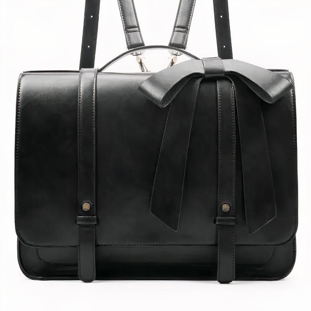 Sac à dos cartable avec nœud pour femme - noir