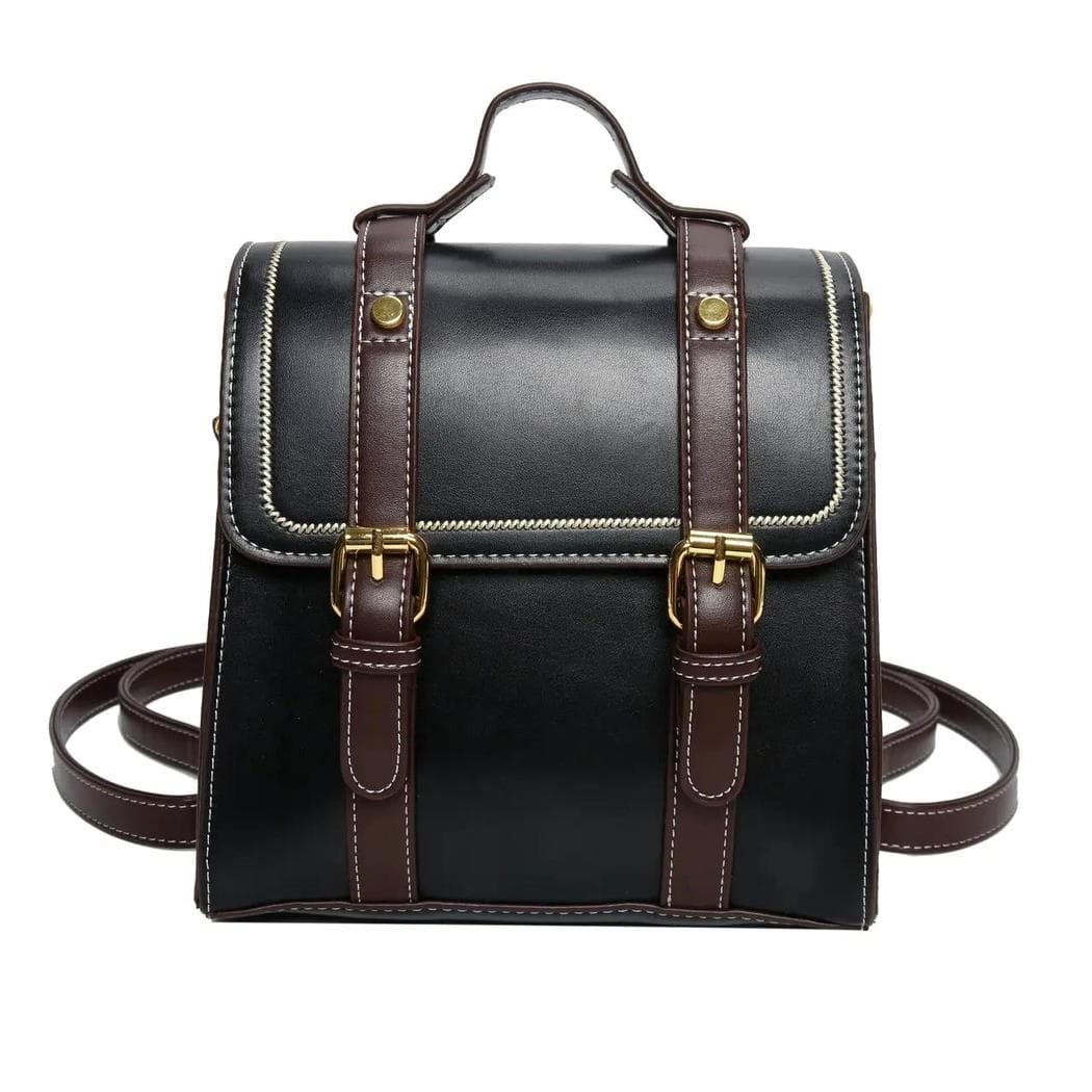 Sac à dos cartable style académique pour femme - noir