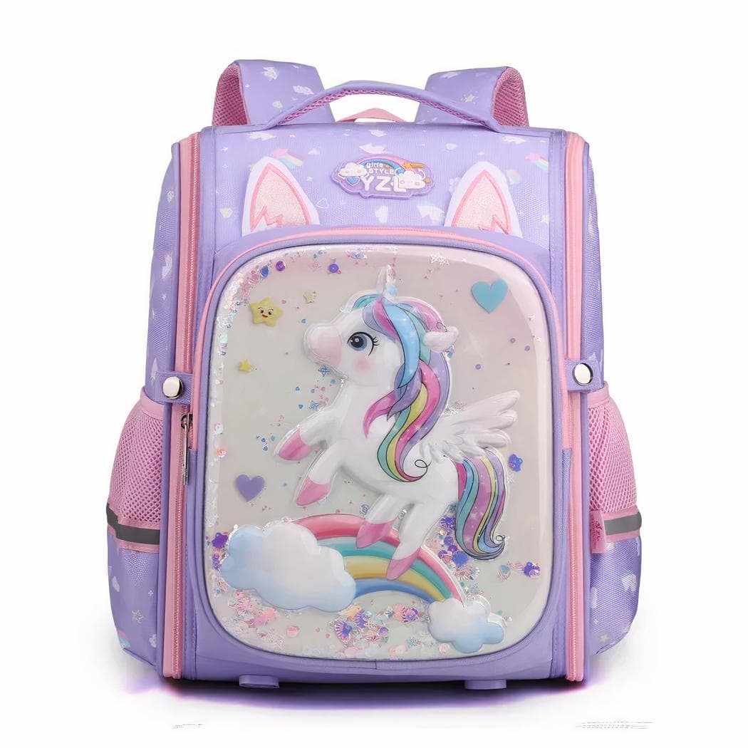 Sac à dos licorne avec motif sur pochette en relief - violet