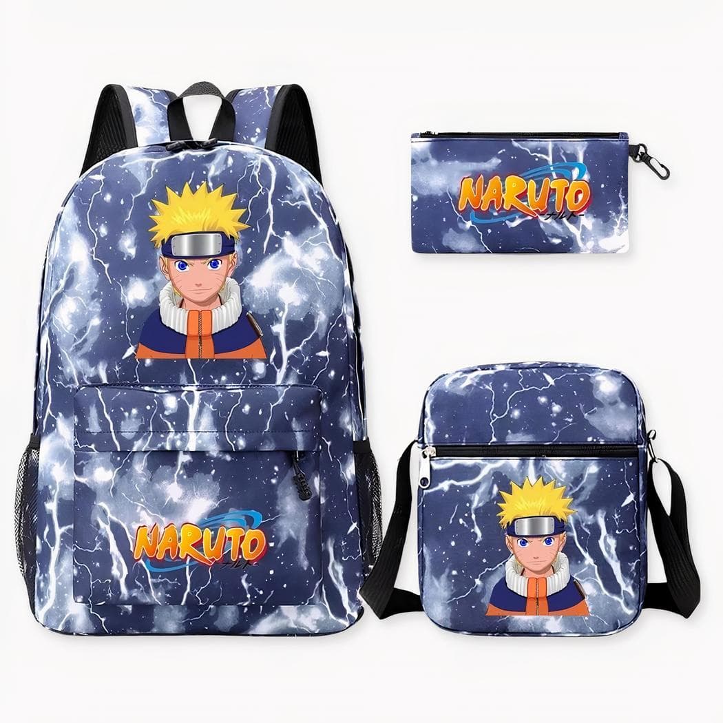Sac à dos Naruto bleu avec éclairs - 1