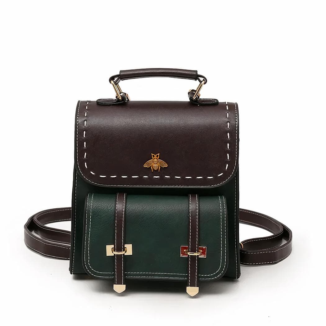 Sac à dos cartable abeille pour femme - vert