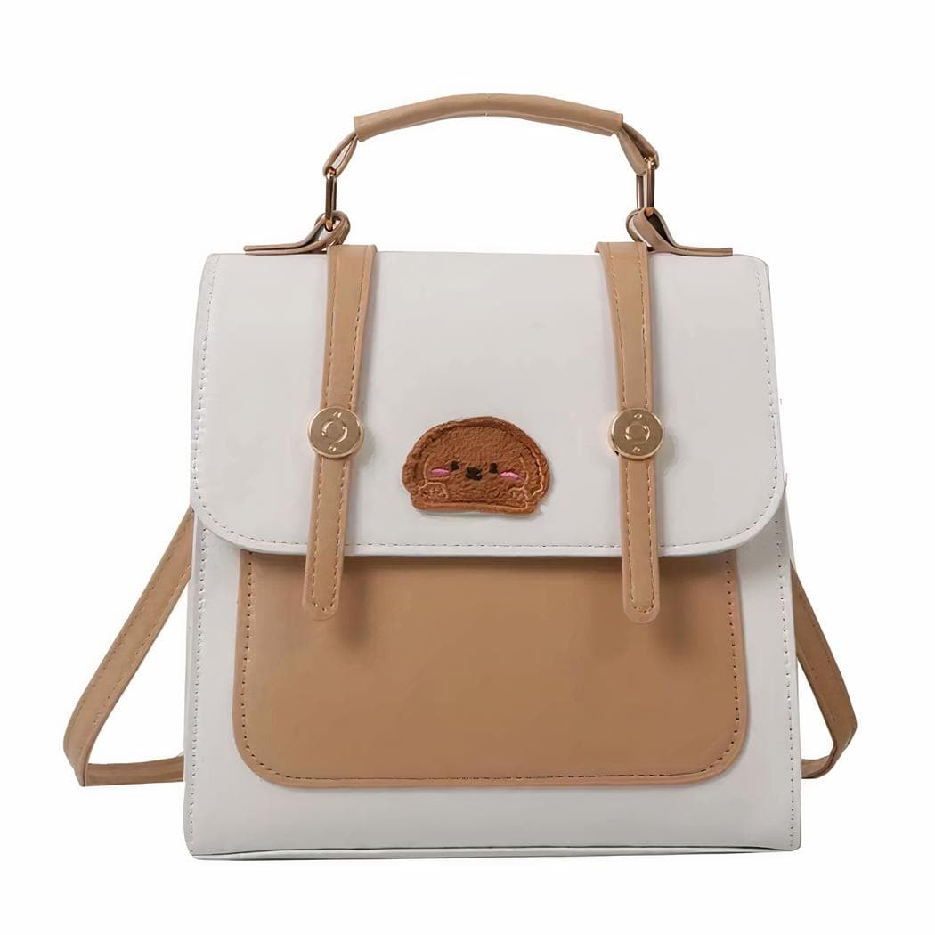 Sac à dos cartable avec motif de chien pour femme - blanc