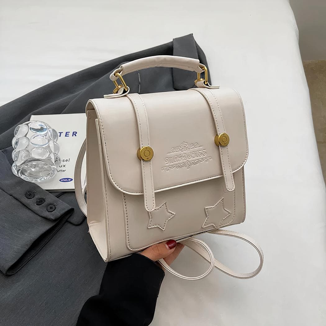 Petit cartable étoilé pour femme - blanc