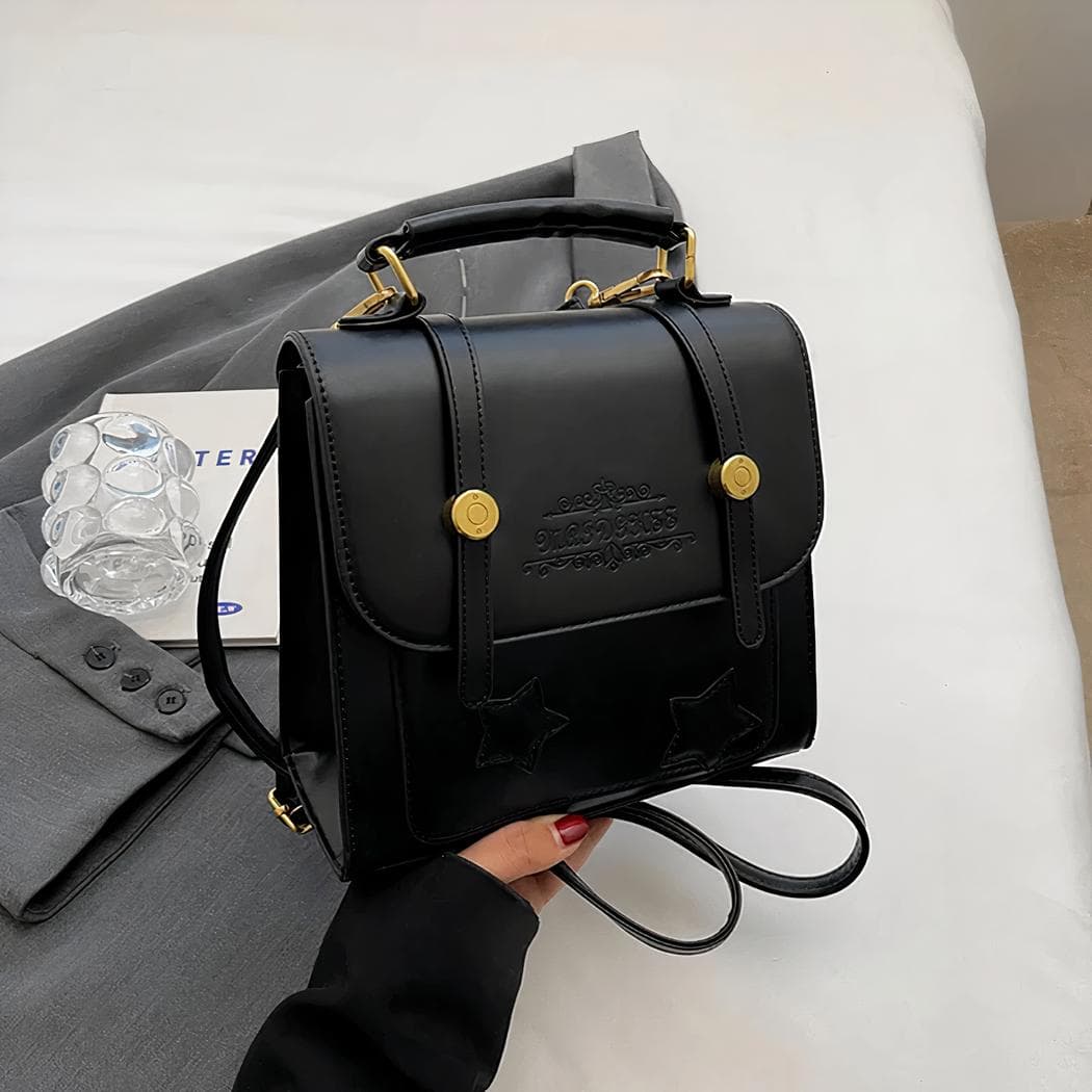 Petit cartable étoilé pour femme - noir