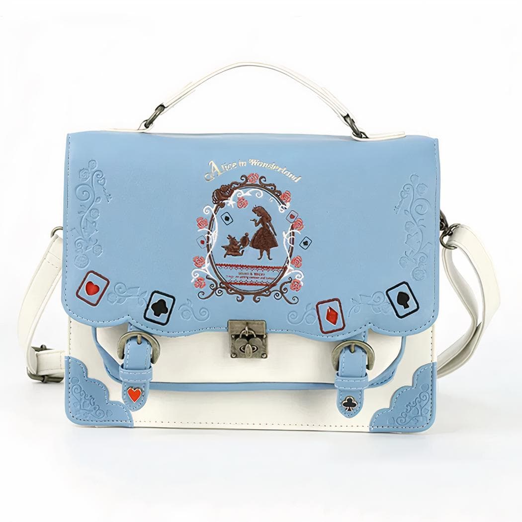 Sac à dos cartable vintage pour femme - bleu