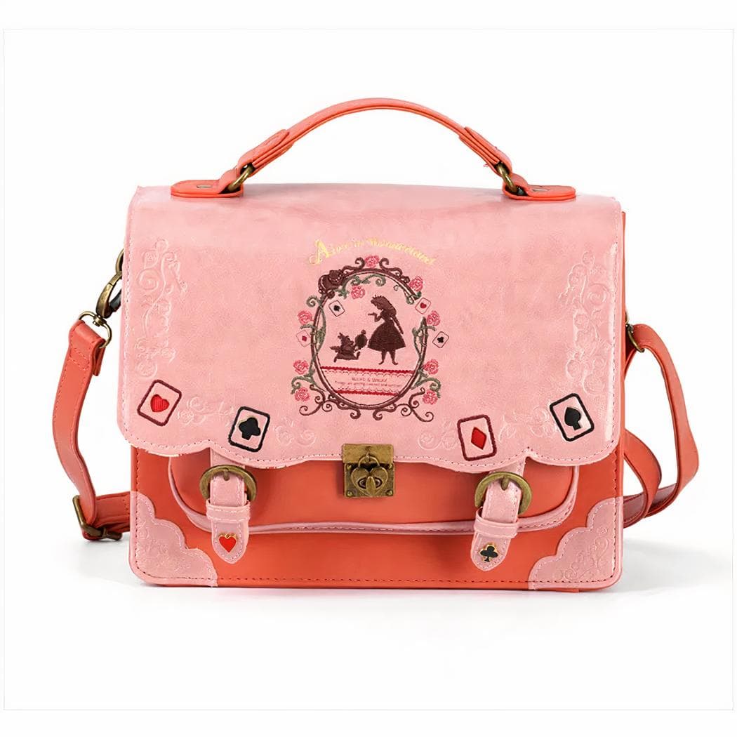Sac à dos cartable vintage pour femme - rose
