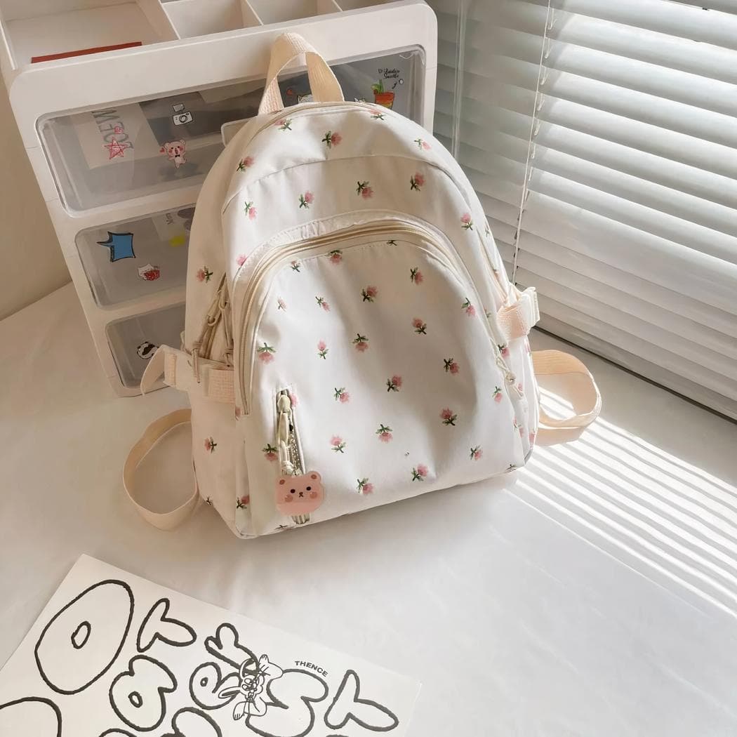 Sac à dos personnalisé floral - blanc