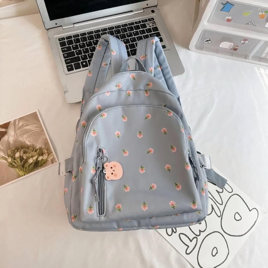Sac à dos personnalisé floral - bleu