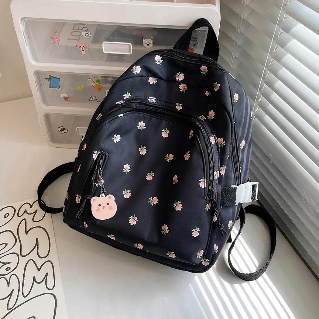 Sac à dos personnalisé floral - noir