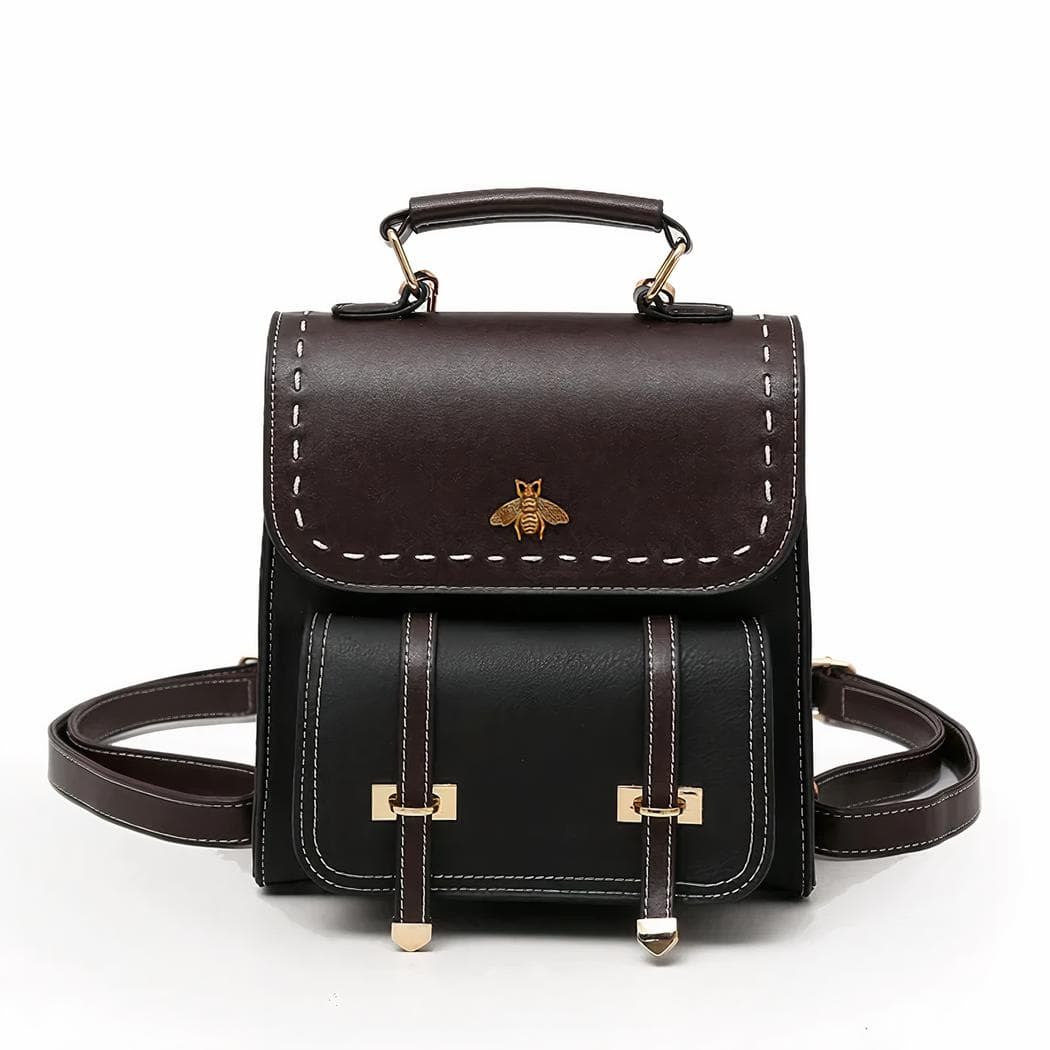 Sac à dos cartable abeille pour femme - noir