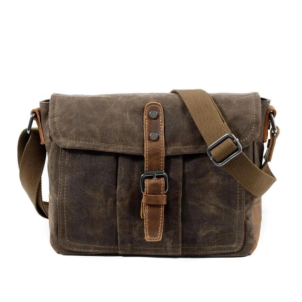 Cartable bandoulière en coton pour homme - marron