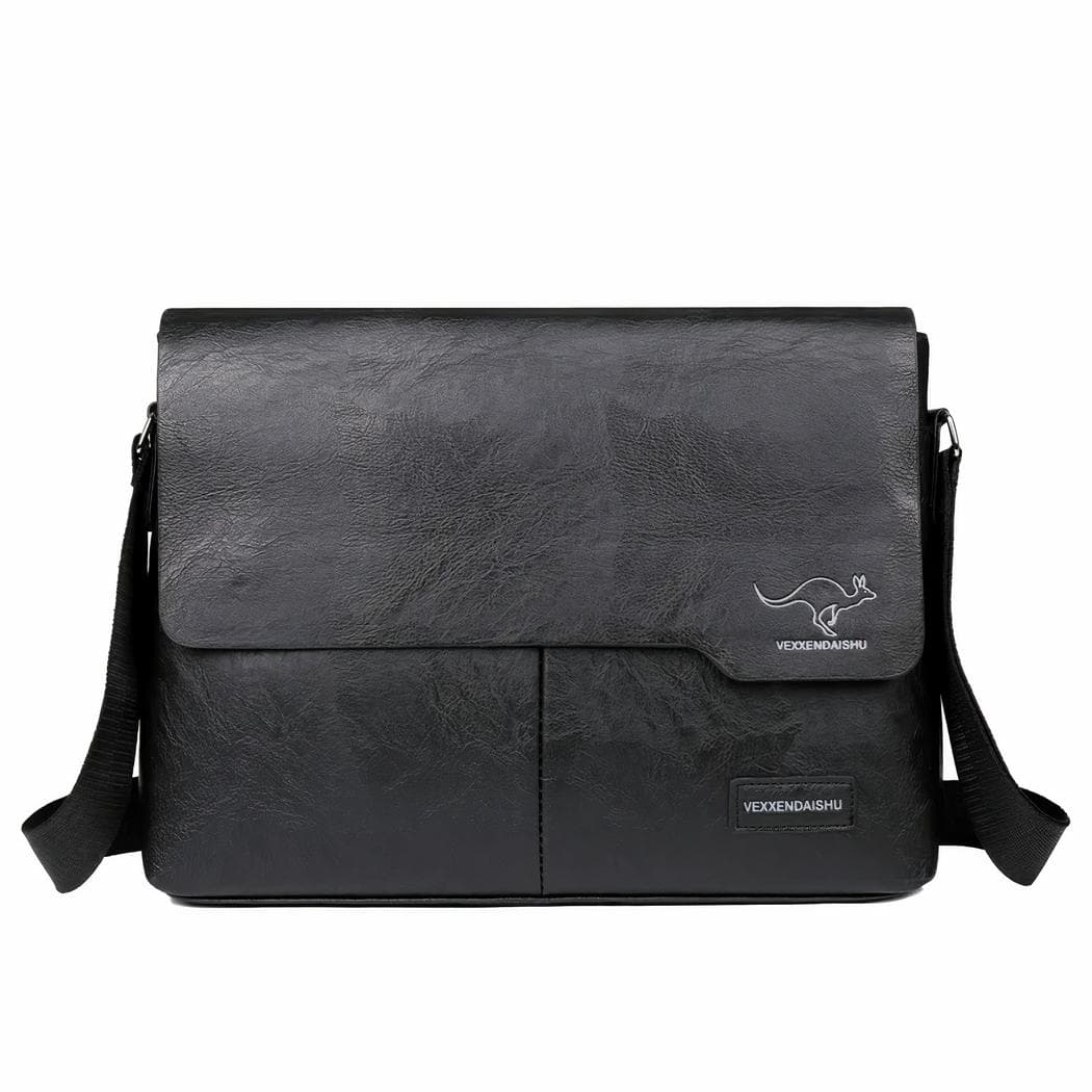 Cartable bandoulière en simili cuir pour homme - noir