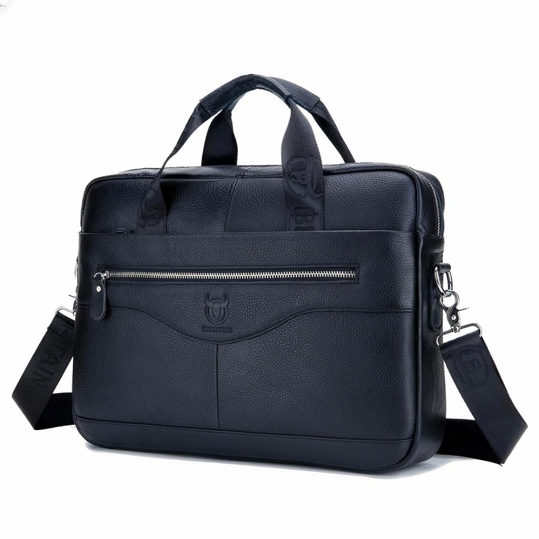 Cartable en cuir pour homme - noir