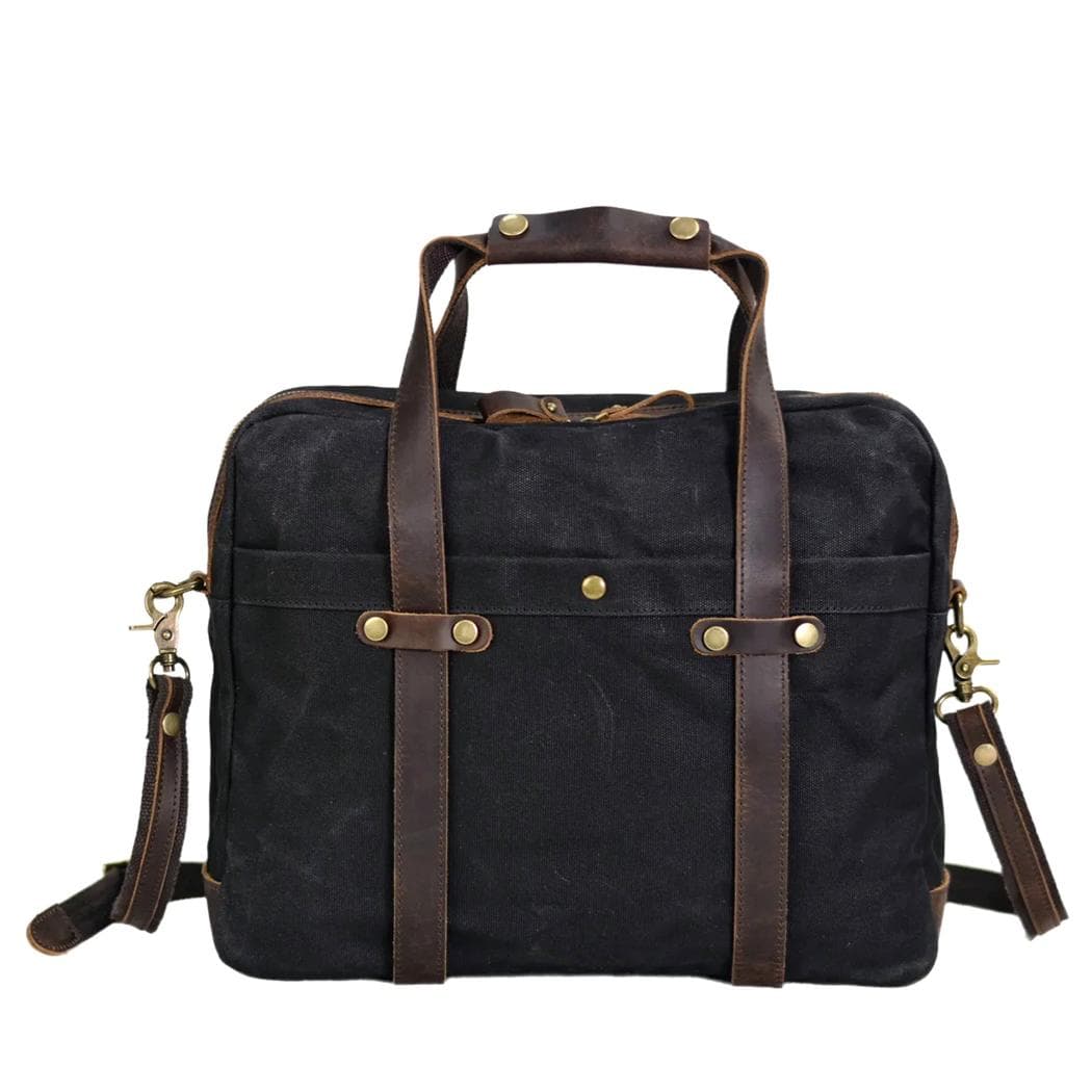 Cartable en toile cirée pour homme - noir