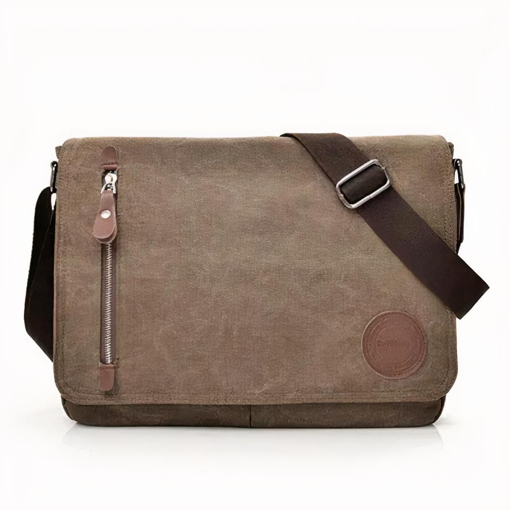 Cartable en toile retro pour homme - marron