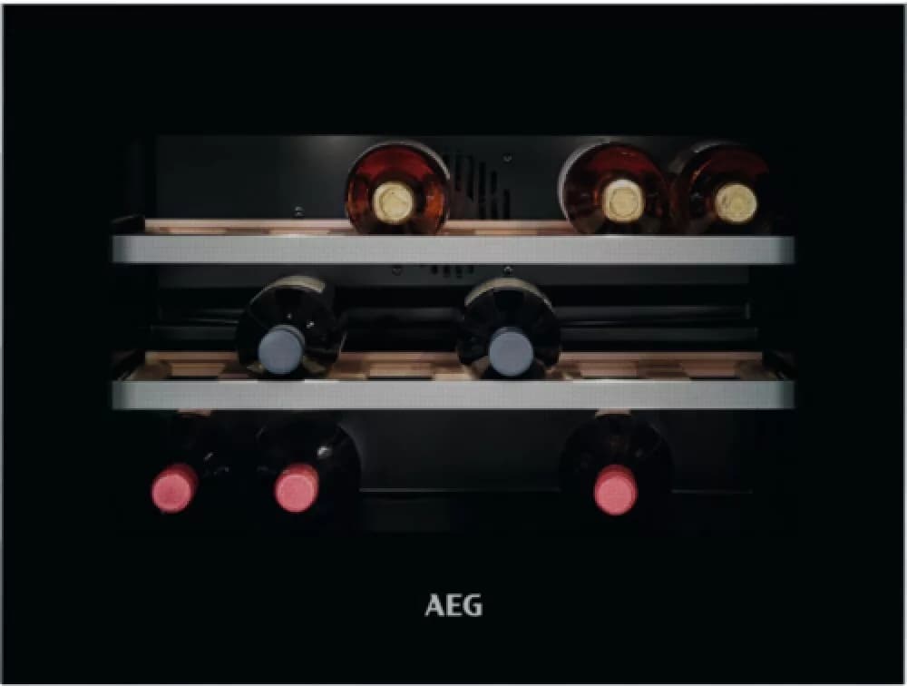 Aeg KWK884520B Eingebauter weinkeller cm. 60 stunden. 46 - 18 flaschen - schwarzes glas