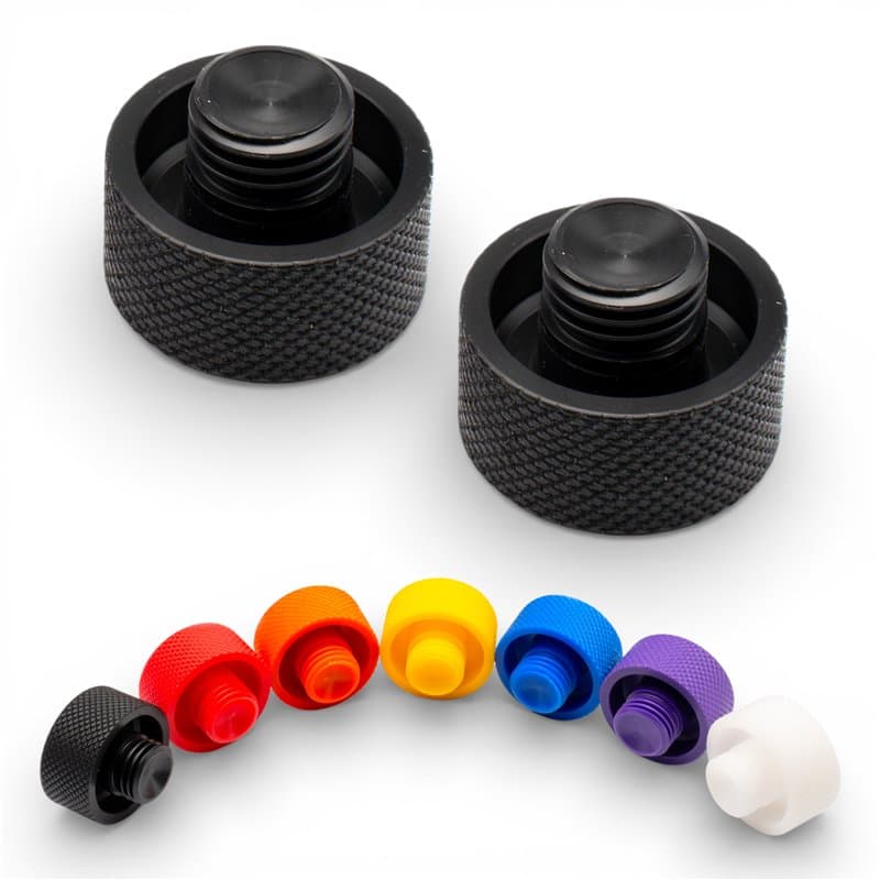 Replacement Caps Set (2x) for Movetronix CNC Bar End Protection Kit - 7 Colors - Black
