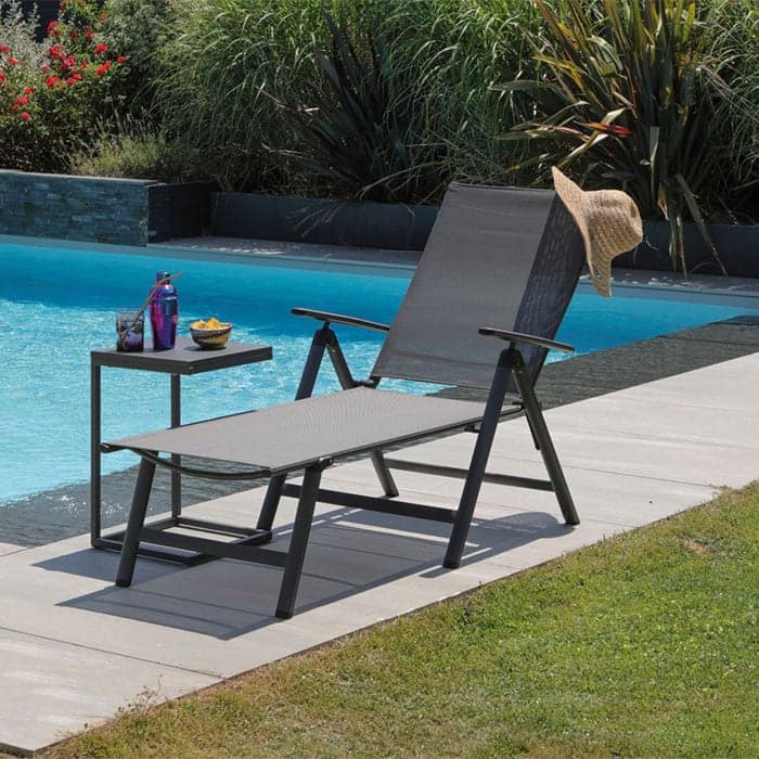 Bain de soleil pliant aluminium et toile - Ciro-PROLOISIRS