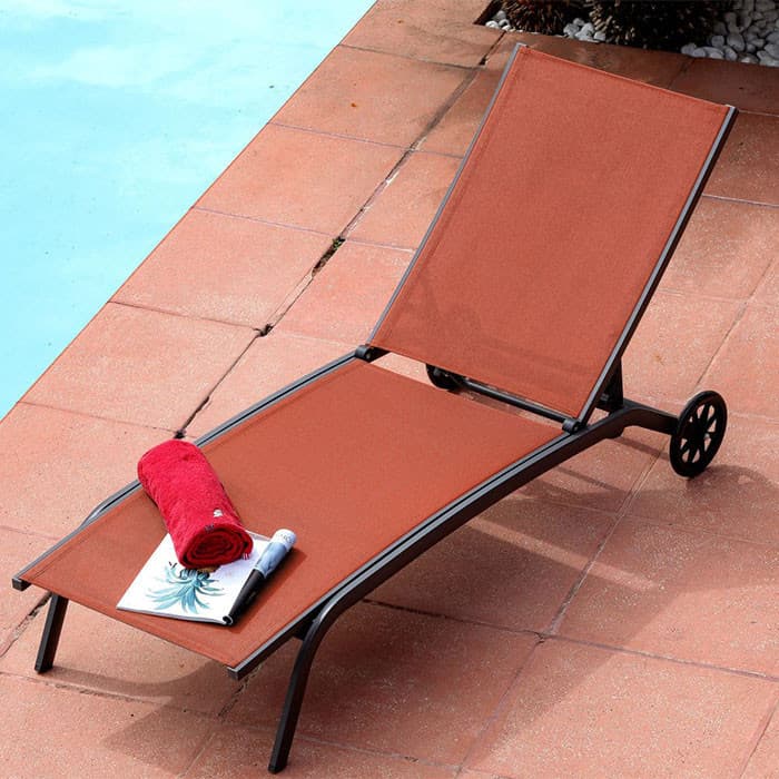 Bain de soleil aluminium et toile avec roues - Celio-PROLOISIRS