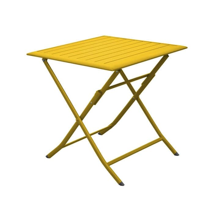 Table de jardin pliante acier plateau aluminium - Lorita - L.70 x l.70 cm - 2 personnes-PROLOISIRS