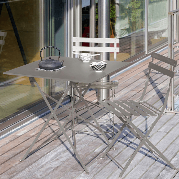 Table de jardin pliante acier époxy - Cuba - L.70 x l.70 cm - 2 personnes-PROLOISIRS