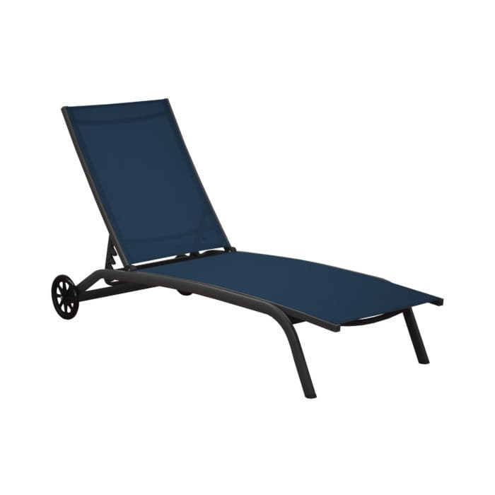 Bain de soleil aluminium et toile avec roues - Celio-PROLOISIRS