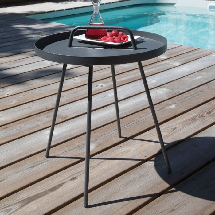 Table basse de jardin ronde acier cataphorèse - Flower - Ø 44 cm-PROLOISIRS