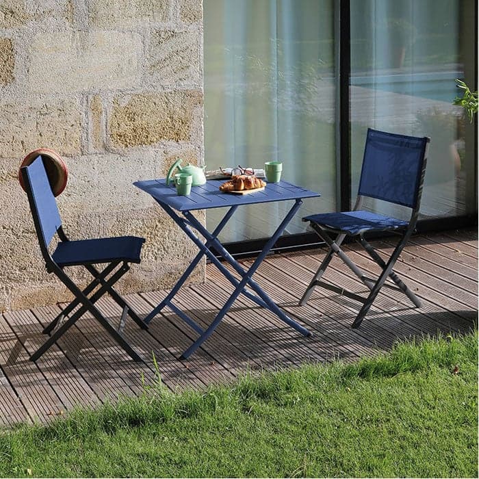Table de jardin pliante acier plateau aluminium - Lorita - L.70 x l.70 cm - 2 personnes-PROLOISIRS