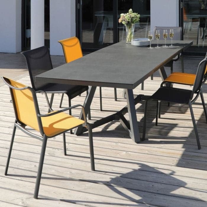 Chaise de jardin empilable aluminium et toile - Cauro-OCÉO