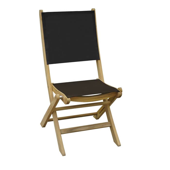 Chaise de jardin pliante Teck et toile - Newton-PROLOISIRS