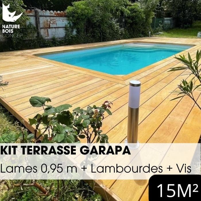 Kit terrasse complet - GARAPA - Ep.21 mm x l.145 mm - L.0,95 m - À partir de 10 m²-NATURE BOIS CONCEPT