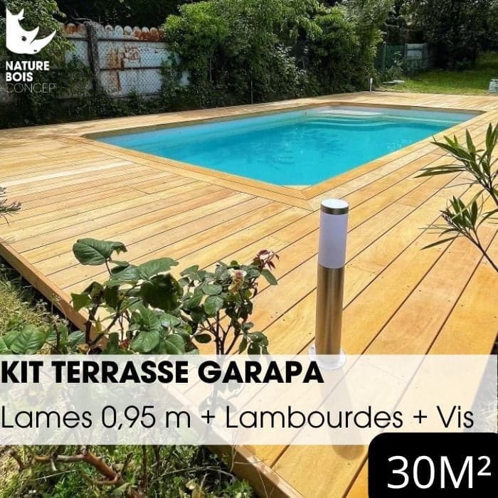 Kit terrasse complet - GARAPA - Ep.21 mm x l.145 mm - L.0,95 m - À partir de 10 m²-NATURE BOIS CONCEPT