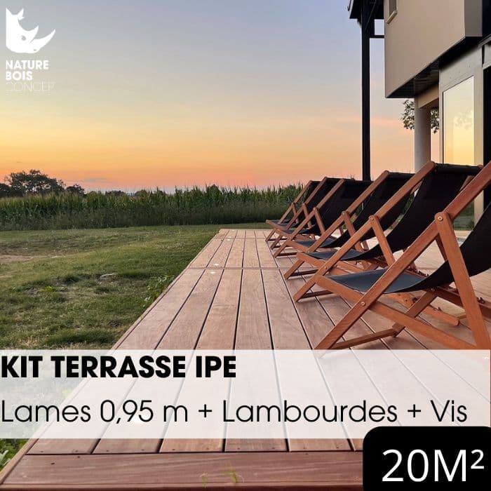 Kit terrasse complet - IPÉ - Ep.21 mm x l.145 mm - L.0,95 m - À partir de 10 m²-NATURE BOIS CONCEPT