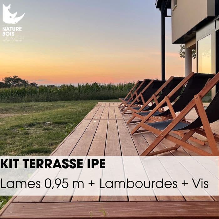 Kit terrasse complet - IPÉ - Ep.21 mm x l.145 mm - L.0,95 m - À partir de 10 m²-NATURE BOIS CONCEPT