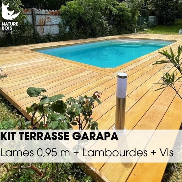 Kit terrasse complet - GARAPA - Ep.21 mm x l.145 mm - L.0,95 m - À partir de 10 m²-NATURE BOIS CONCEPT