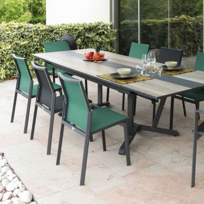 Chaise de jardin empilable aluminium et toile - Delia-PROLOISIRS