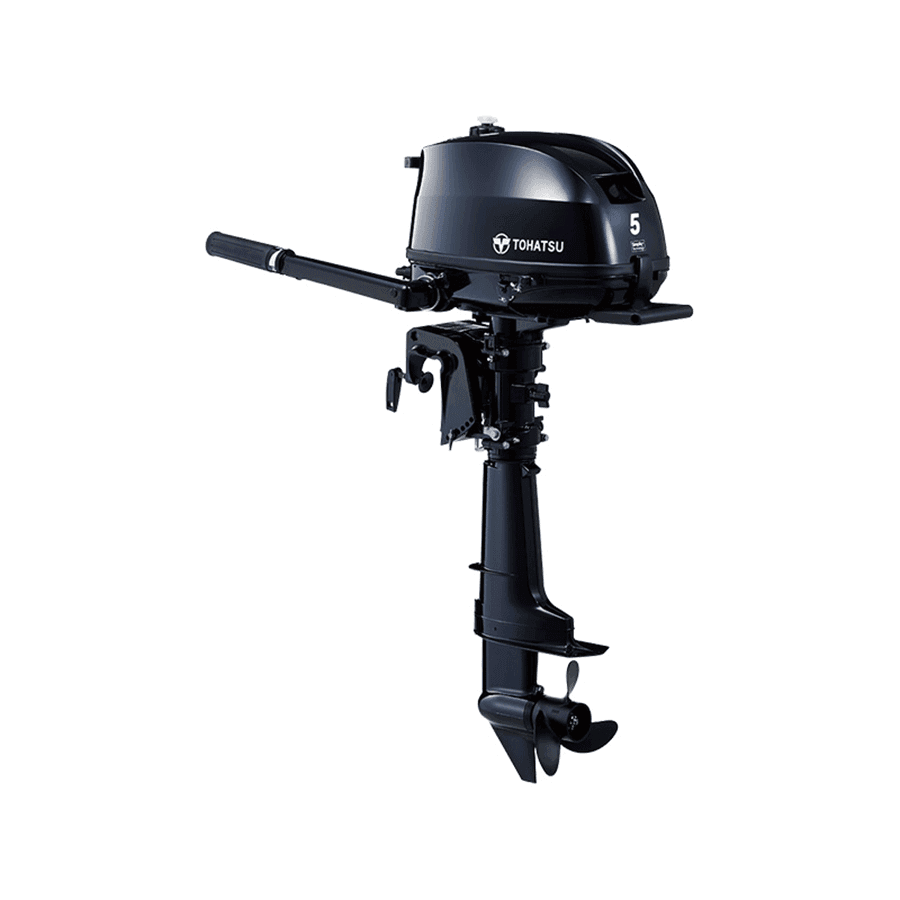 Tohatsu MFS5D DL 4-Takt Außenbordmotor – Langschaft, Pinnensteuerung, Handstart, eingeb. Tank – Modelljahr 2025