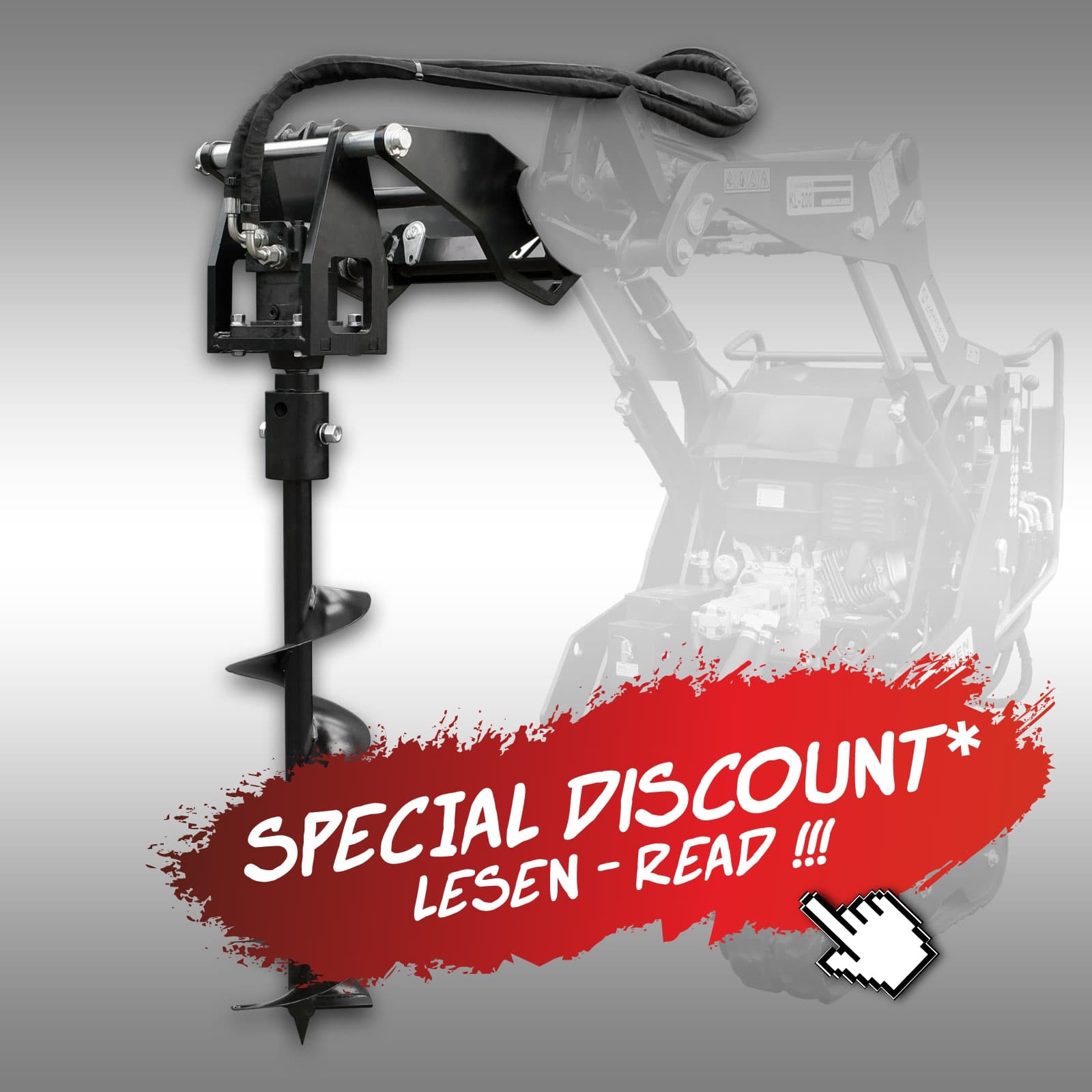 Erdbohrgerät für Kompaktlader Jansen KL-200 inkl.10+20 cm Bohrer-Neu