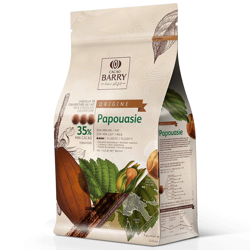 Chocolat lait de couverture Origine Papouasie 35% : Poids - 1 kg