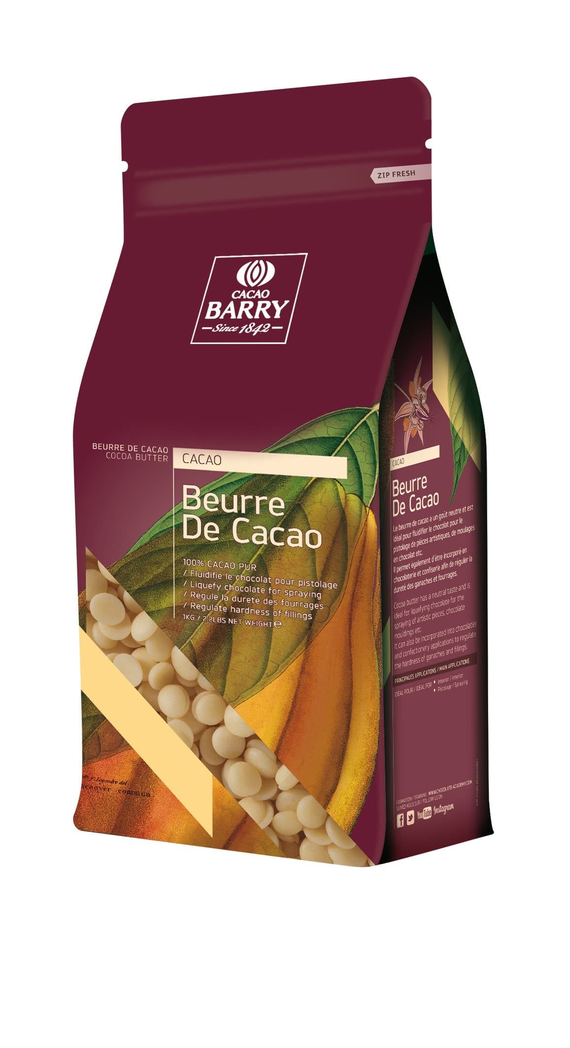 Beurre de cacao désodorisé : Poids - 3 kg