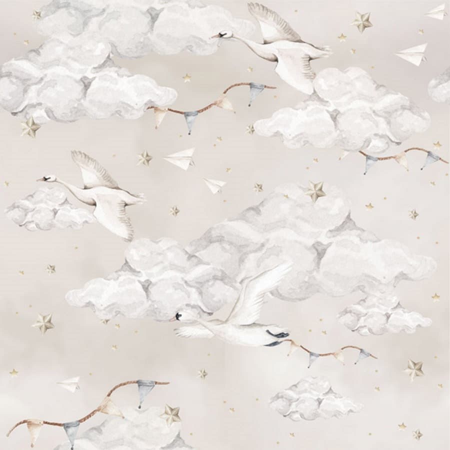 Échantillon papier cygnes fond beige