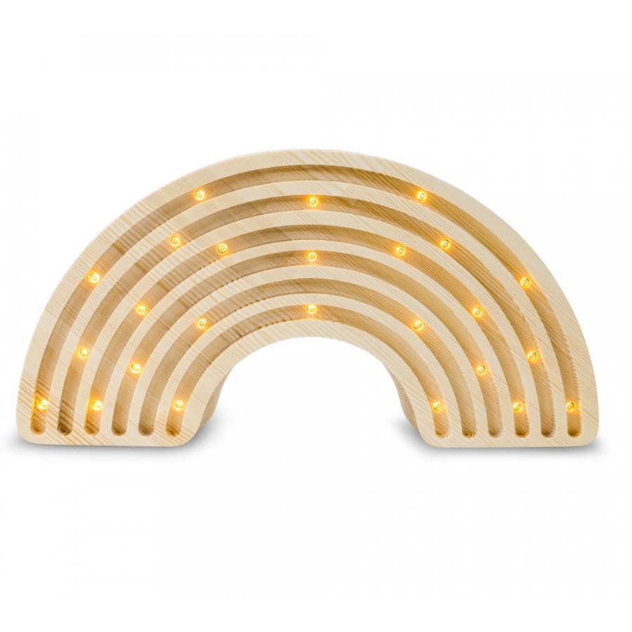 Lampe veilleuse en bois naturel arc-en-ciel