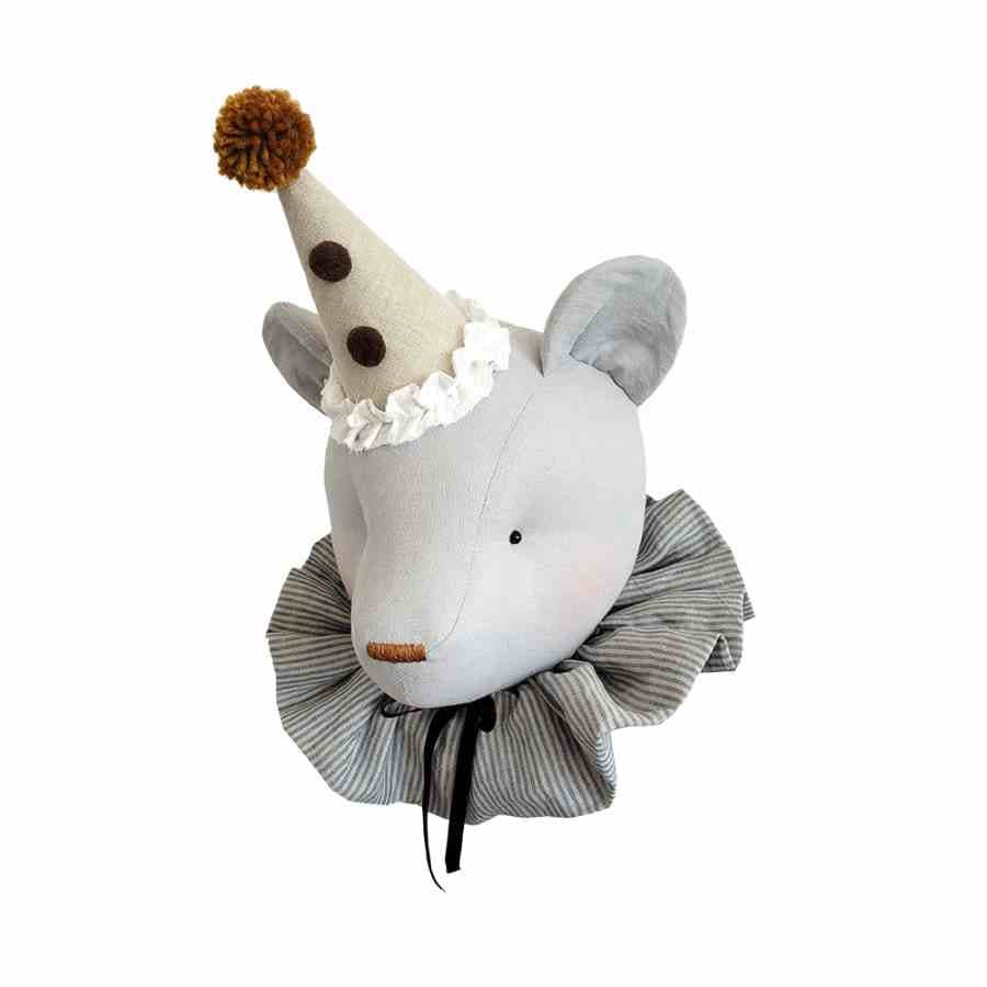 Trophée ours en lin - gris clair