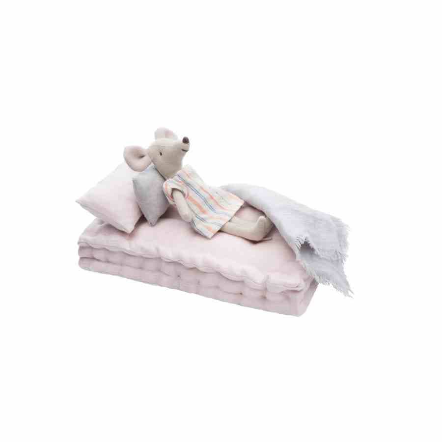 Petit matelas en lin pour poupée - rose poudré