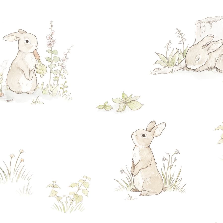Echantillon papier peint les lapins curieux